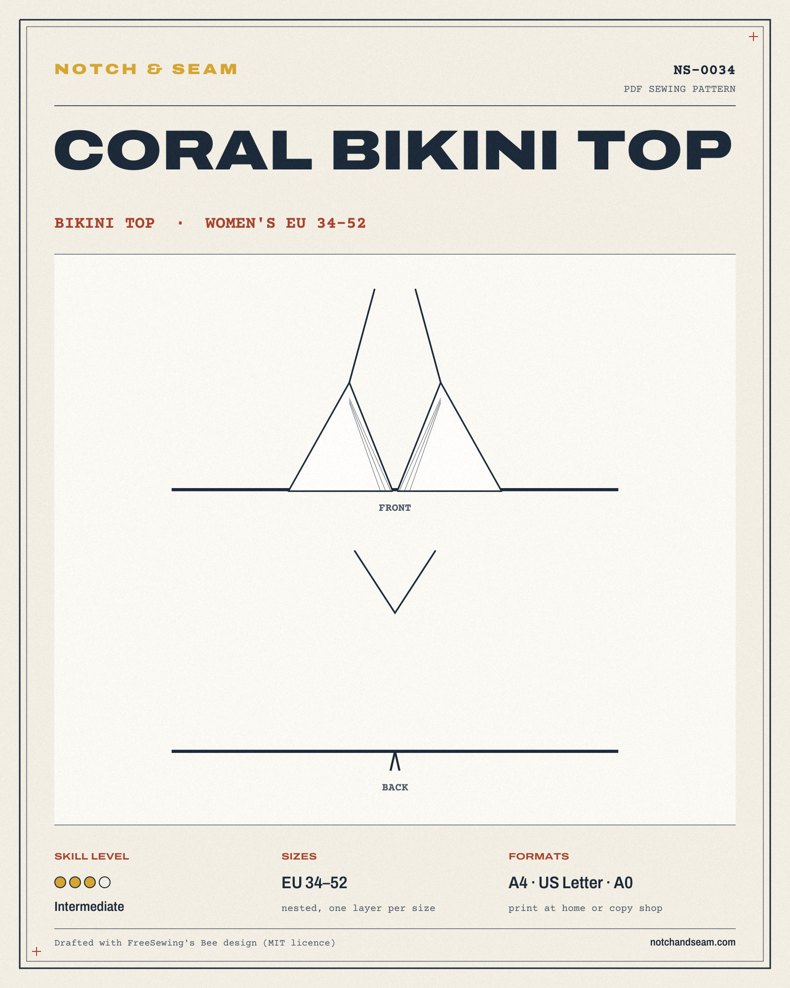 Coral Bikini Top